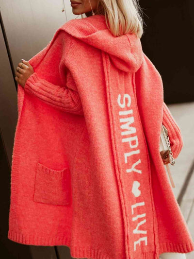 BEAUTIFUL I AM Full Size SIMPLY LIVE Hooded Cardigan