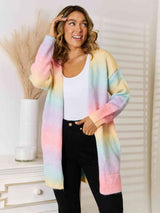 BEAUTIFUL I AM Full Size Gradient Open Front Cardigan