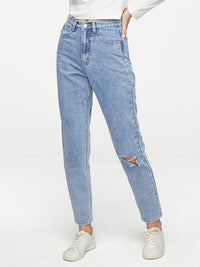 BEAUTIFUL I AM Button Fly Distressed Jeans