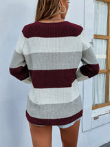 BEAUTIFUL I AM Color Block Rib-Knit Sweater