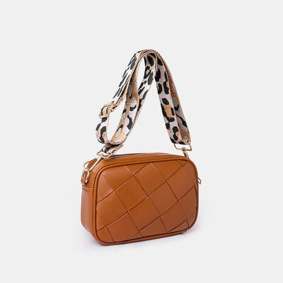 BEAUTIFUL I AM PU Leather Woven Crossbody Bag