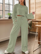 BEAUTIFUL I AM Ribbed Round Neck Top and Drawstring Pants Set