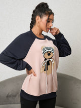 BEAUTIFUL I AM Bear Graphic Raglan Sleeve Sweatshirt