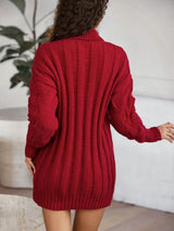 BEAUTIFUL I AM Cable-Knit Turtleneck Sweater Dress