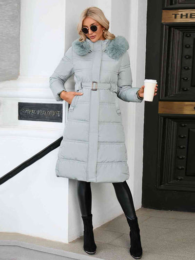 BEAUTIFUL I AM Longline Hooded Winter Coat Jacket with Pockets