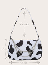 BEAUTIFUL I AM Cow Print Butterfly Charm Shoulder Bag