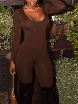 BEAUTIFUL I AM Long Sleeve Scoop Neck Pants Jumpsuit