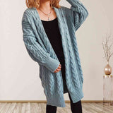 BEAUTIFUL I AM Cable-Knit Open Front Dropped Shoulder Cardigan