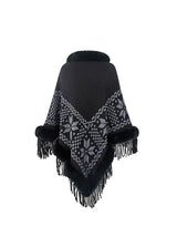 BEAUTIFUL I AM Fringe Geometric Cape Sleeve Poncho