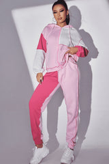 BEAUTIFUL I AM Exposed Seams Color Block Hoodie and Pants Set