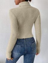 BEAUTIFUL I AM Ribbed Turtleneck Long Sleeve Sweater