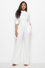 BEAUTIFUL I AM Mock Neck Tie-Waist Half Sleeve Pants Jumpsuit