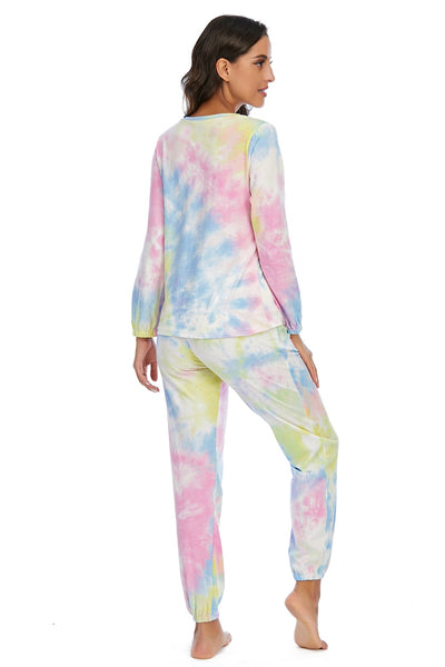 BEAUTIFUL I AM Tie-Dye Top and Drawstring Pants Lounge Set