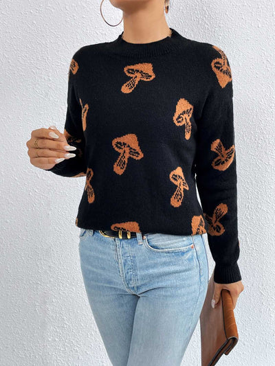 BEAUTIFUL I AM Patterned Drop Shoulder Sweater