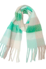 BEAUTIFUL I AM Plaid Fringe Detail Polyester Scarf