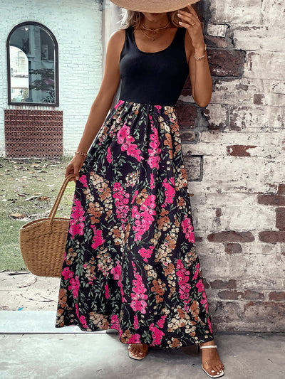 BEAUTIFUL I AM Floral Scoop Neck Sleeveless Maxi Dress