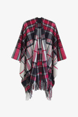 BEAUTIFUL I AM Plaid Fringe Detail Polyester Scarf