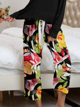 BEAUTIFUL I AM Round Neck Top and Printed Pants Lounge Sleep Wear Set