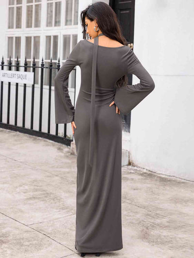 BEAUTIFUL I AM Tie Detail Long Sleeve Maxi Dress