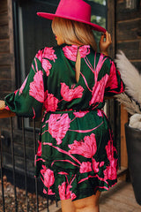 BEAUTIFUL I AM Plus Size Printed Lantern Sleeve Ruffle Hem Dress