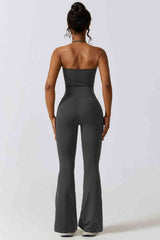 BEAUTIFUL I AM Halter Neck Flare Sport Active Wear Jumpsuit