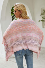 BEAUTIFUL I AM Round Neck Fringe Detail Poncho