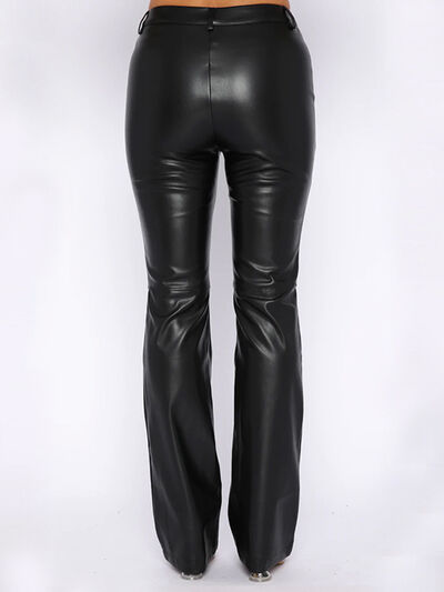 BEAUTIFUL I AM PU Leather High Waist Straight Pants