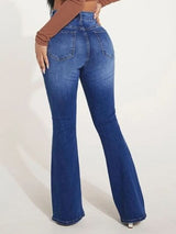 BEAUTIFUL I AM Button Fly Bootcut Jeans with Pockets