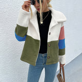 BEAUTIFUL I AM Color Block Button Down Collared Jacket