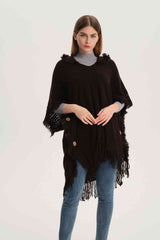 BEAUTIFUL I AM Fringe Hem Hooded Poncho