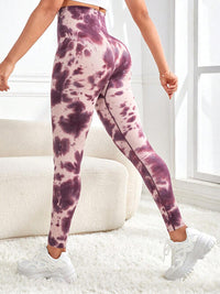 BEAUTIFUL I AM Tie-Dye Wide Waistband Active Wear Leggings