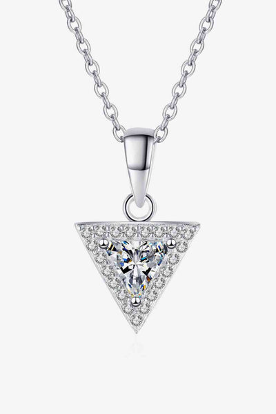 BEAUTIFUL I AM 925 Sterling Silver Triangle Moissanite Jewelry Pendant Necklace