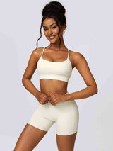 BEAUTIFUL I AM Sport Bra and Wide Waistband Shorts Active Wear Set