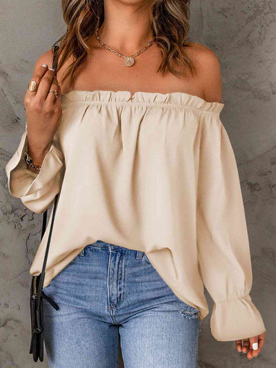 BEAUTIFUL I AM Off-Shoulder Flounce Sleeve Blouse Shirt