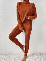 BEAUTIFUL I AM Ribbed Turtleneck Top and Pants Set