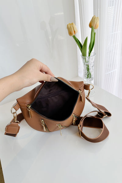 BEAUTIFUL I Am PU Leather Multi Zipper Shoulder Bag