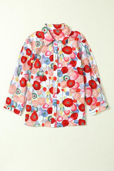 BEAUTIFUL I AM Floral Collared Neck Button Down Shirt