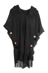 BEAUTIFUL I AM Fringe Hem Hooded Poncho