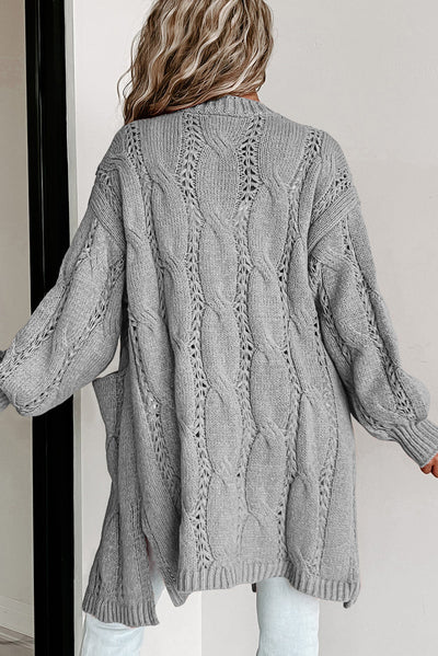 BEAUTIFUL I AM Cable-Knit Dropped Shoulder Cardigan