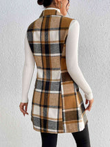 BEAUTIFUL I AM Plaid Lapel Collar Jacket Vest