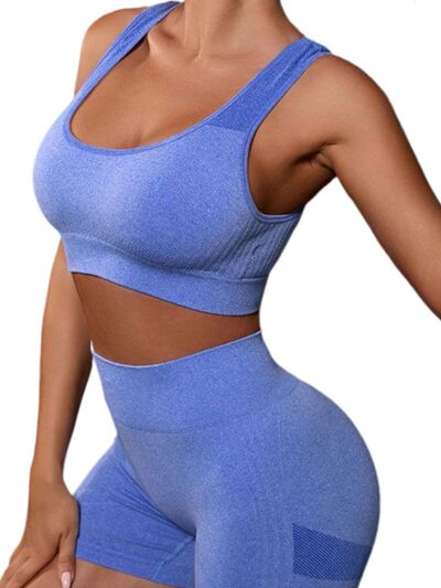 BEAUTIFUL I AM Cutout Scoop Neck Tank and Shorts Active Wear Set