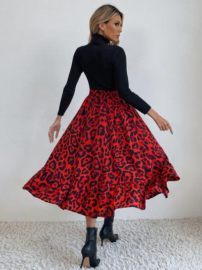 BEAUTIFUL I AM Printed Ruffle Hem Midi Skirt Dress