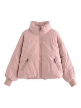 BEAUTIFUL I AM Zip Up Drawstring Winter Jacket Coat with Pockets