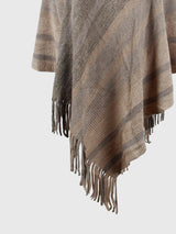 BEAUTIFUL I AM Striped Fringe Hem Hooded Poncho