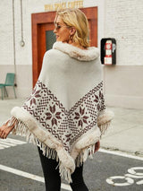 BEAUTIFUL I AM Fringe Geometric Cape Sleeve Poncho