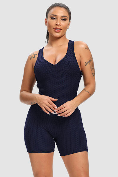 BEAUTIFUL I AM Crisscross Wide Strap Active Wear Romper