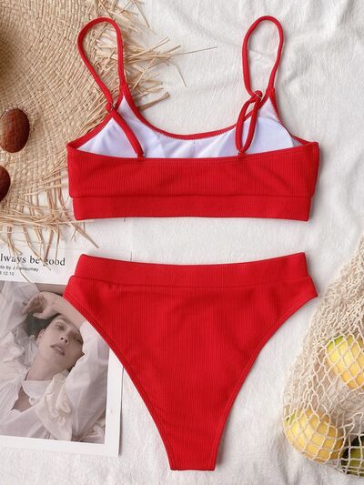 BEAUTIFUL I AM Scoop Neck Spaghetti Strap Two-Piece Swim Set