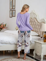 BEAUTIFUL I AM Round Neck Top and Printed Pants Lounge Sleep Wear Set