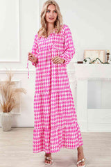 BEAUTIFUL I AM Printed Tie Neck Maxi Dress