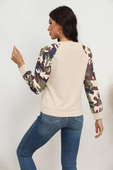 BEAUTIFUL I AM Camouflage Raglan Sleeve Sweatshirt